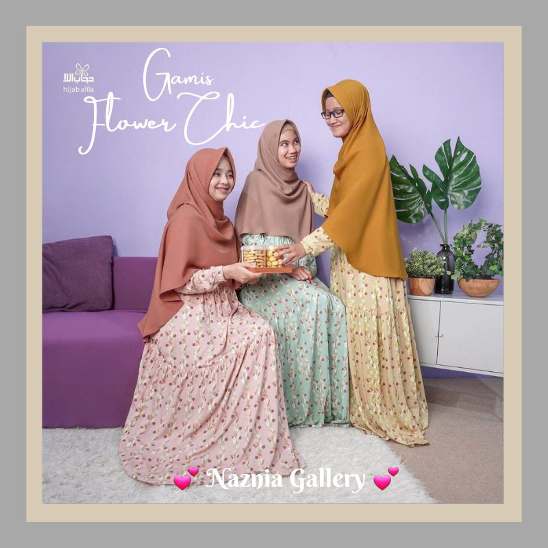 New Gamis Flower Chic HIJAB ALILA | Daily Gamis Motif Flower dan Khimar Instan Syari