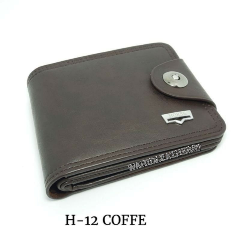 DOMPET PRIA KANCING MAGNET KULIT PU H KINGDOM H-12-Coffe