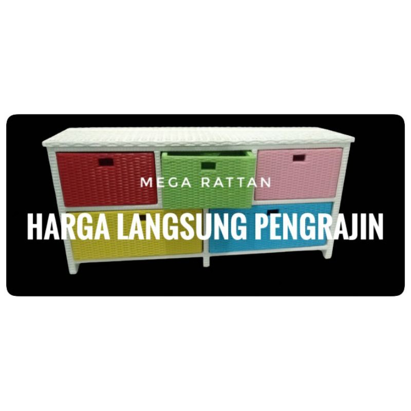 Lemari Rotan Sintetis rak laci rotan sintetis laci 5 samping