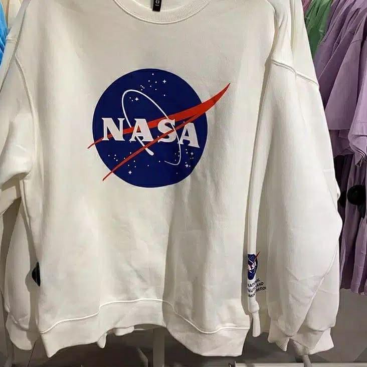 ► NASA SWEATER CEWEK FLEECE PUTIH SABLON < ☇