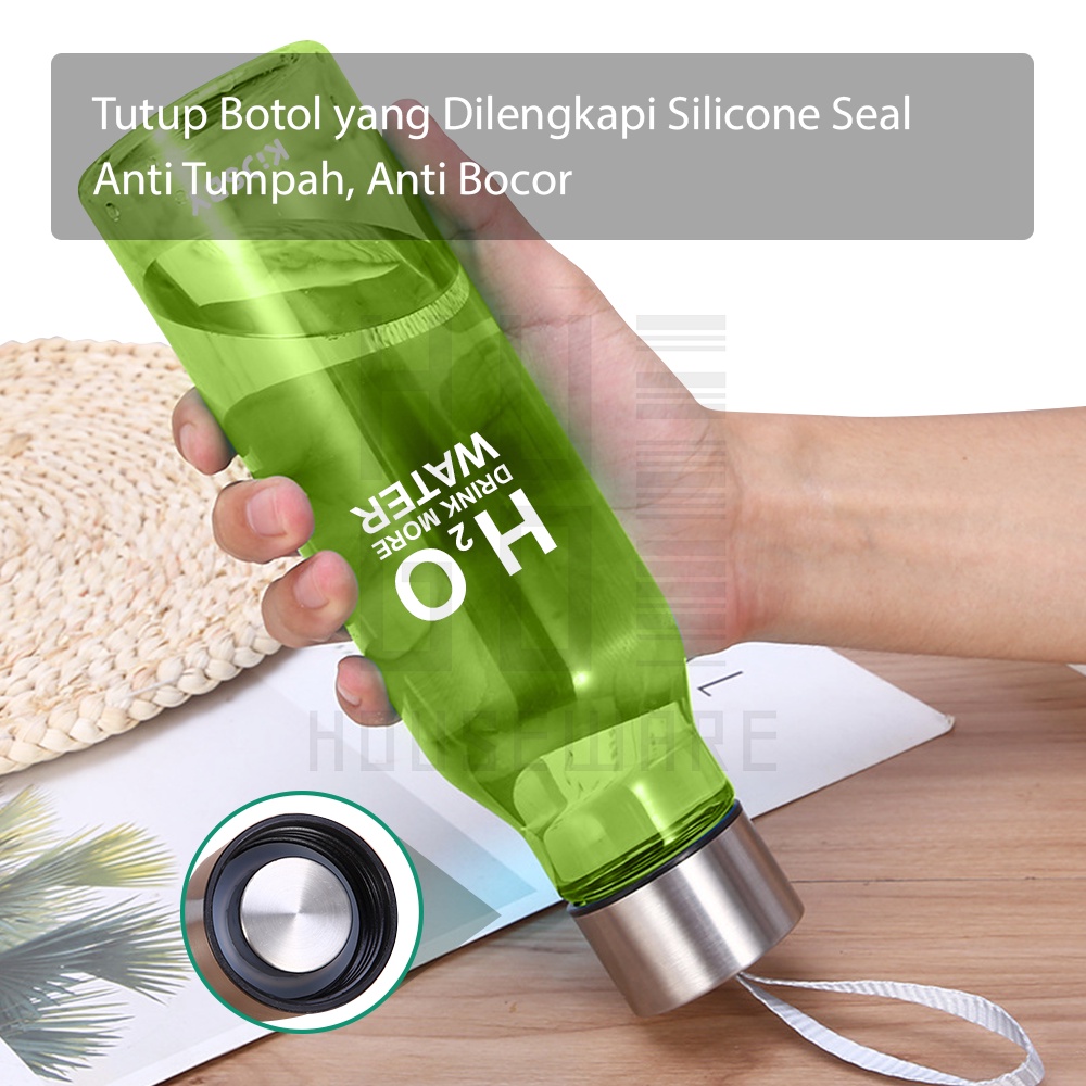 Botol Minum Sporty Tutup Stainless Anti Tumpah 600 ml