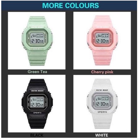 JAM TANGAN DIGITAL RUBBER PRIA WANITA SEGI KARET SPORT LED MURAH