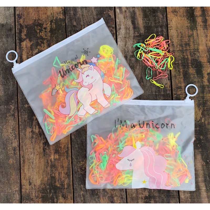 free pouch ziplock Karet rambut jepang warna warni isi 1000pcs