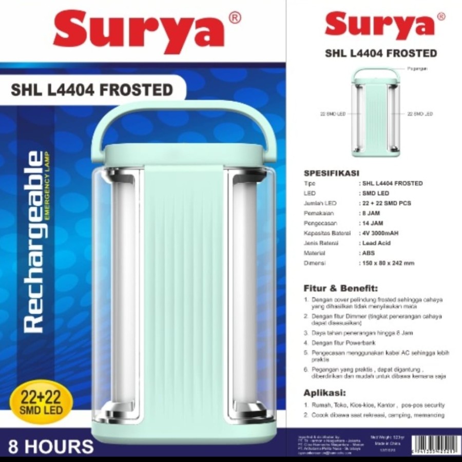 SURYA SHL 4404 - Lampu LED Emergency - Lampu Darurat Cas Ulang