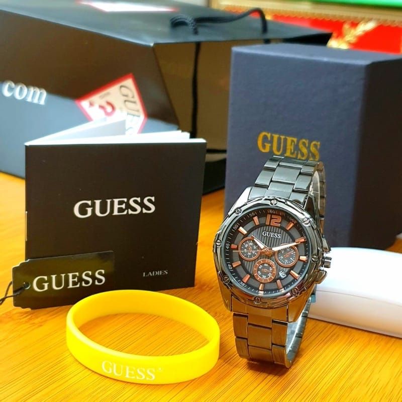 Paket Super Jam Tangan Guess Analog Wanita Jam Tangan Terlaris Stainliss Steel Kasual