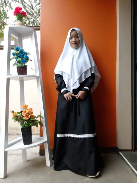 Gamis Toyobo Aksen Renda Size S M L XL