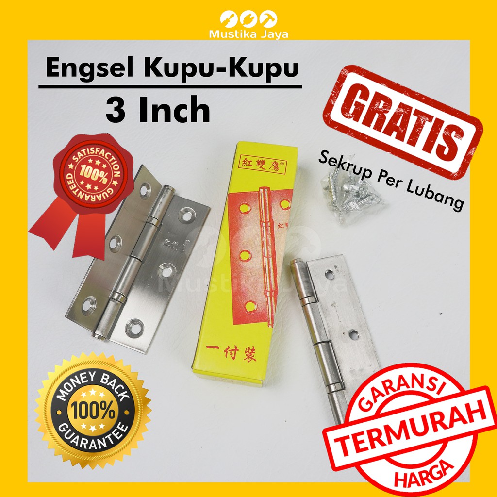 Engsel Pintu Kupu Kupu 3 Inch Lemari Pintu Laci Stainless