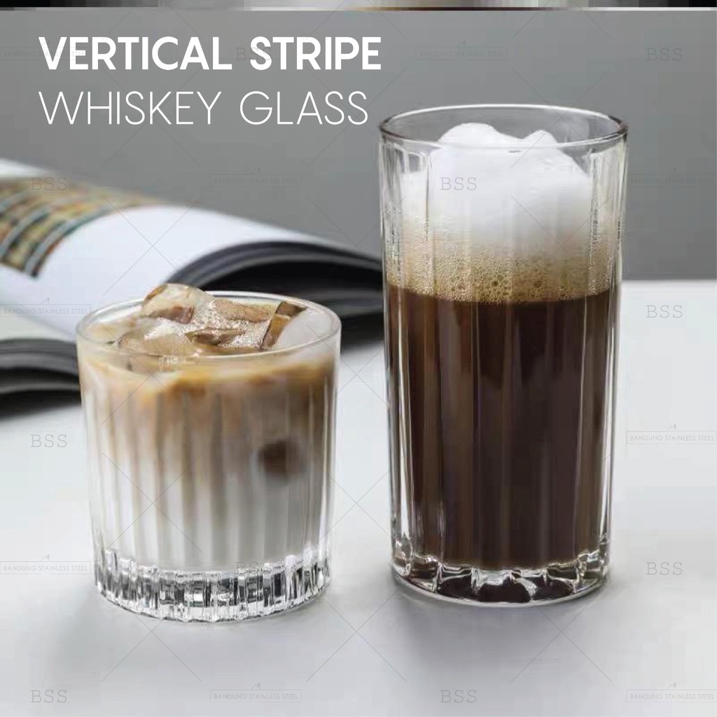 Striped Glass Coffee Gelas Kaca Kopi Chip Jus Frappuccino Cangkir Unik Lucu Cantik Simple Elegan