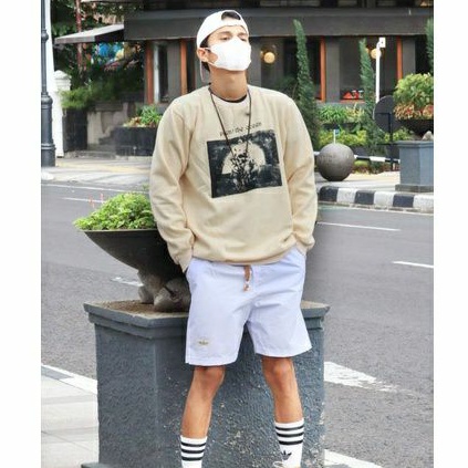 Sweater ScreamBoard Crewneck Autocracy Basic Switer CN Planet Ocean CREAM Crewneck Pria Sweatshirt O