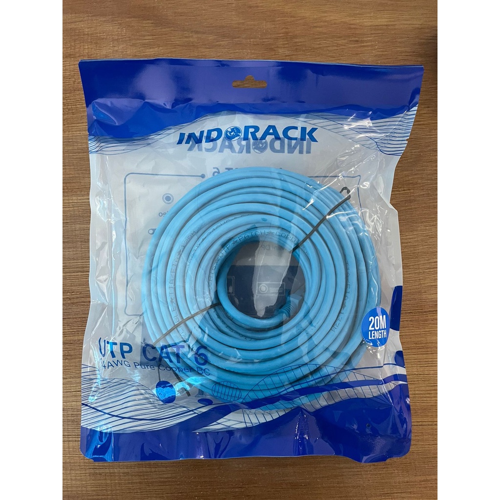 Patch Cord CAT6, 24AWG, 20 Meter Blue / White / Yellow - INDORACK 20 Meter