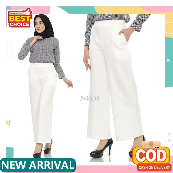 Celana Bawahan Tunik Warna Coksu Coklat Susu Kulot Pants Panjang Wanita Polos Bahan Kain Katun Terba