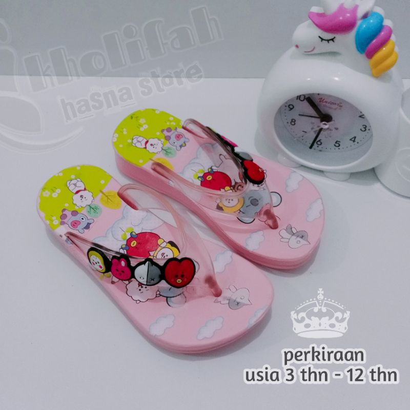 SANDAL JEPIT ANAK PEREMPUAN KARAKTER BT21 BTS LUCU IMUT 24-35 393d/c