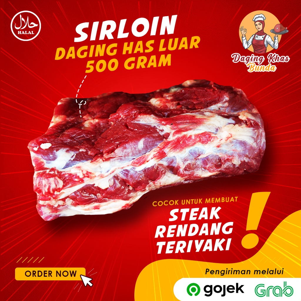 

(PREMIUM) Daging Sapi Has Luar Sirloin Lokal Segar FRESH 500 gram