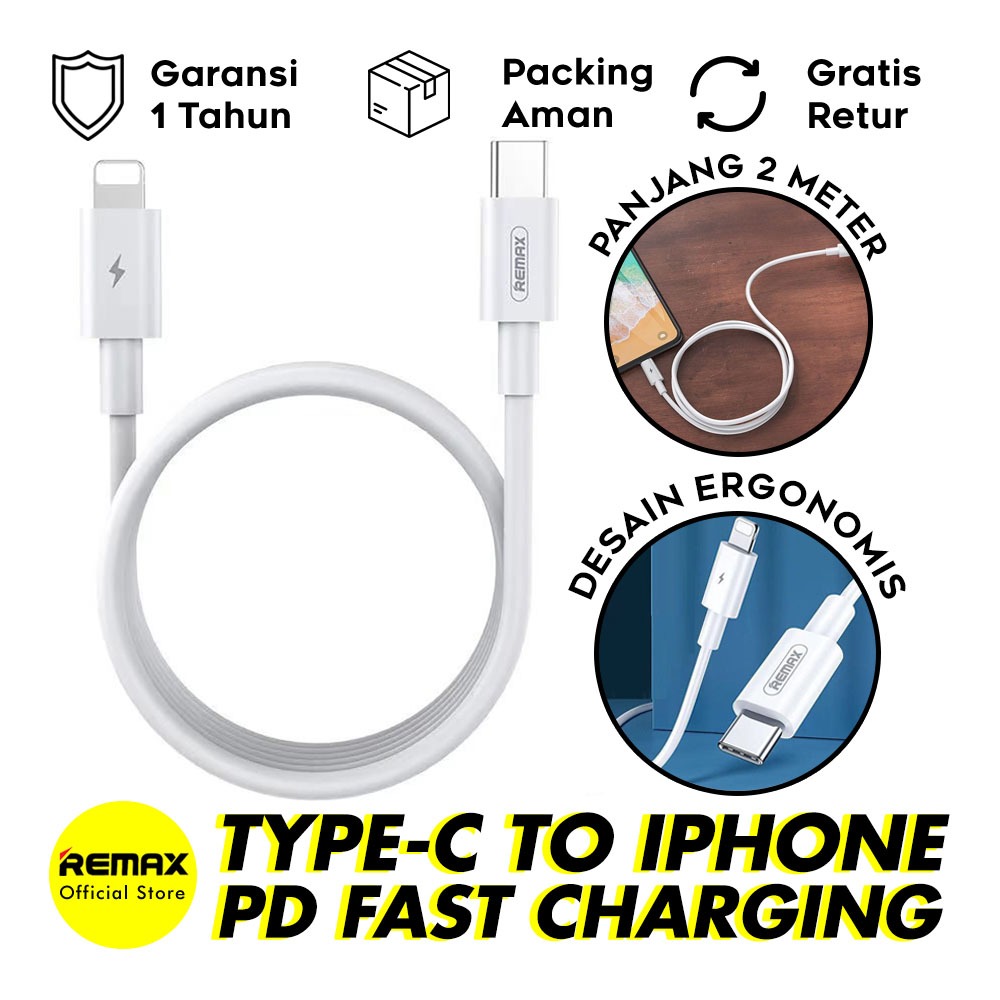 Kabel Data Type-C To Lightning Remax RC-183I 18W Fast Charging Cable