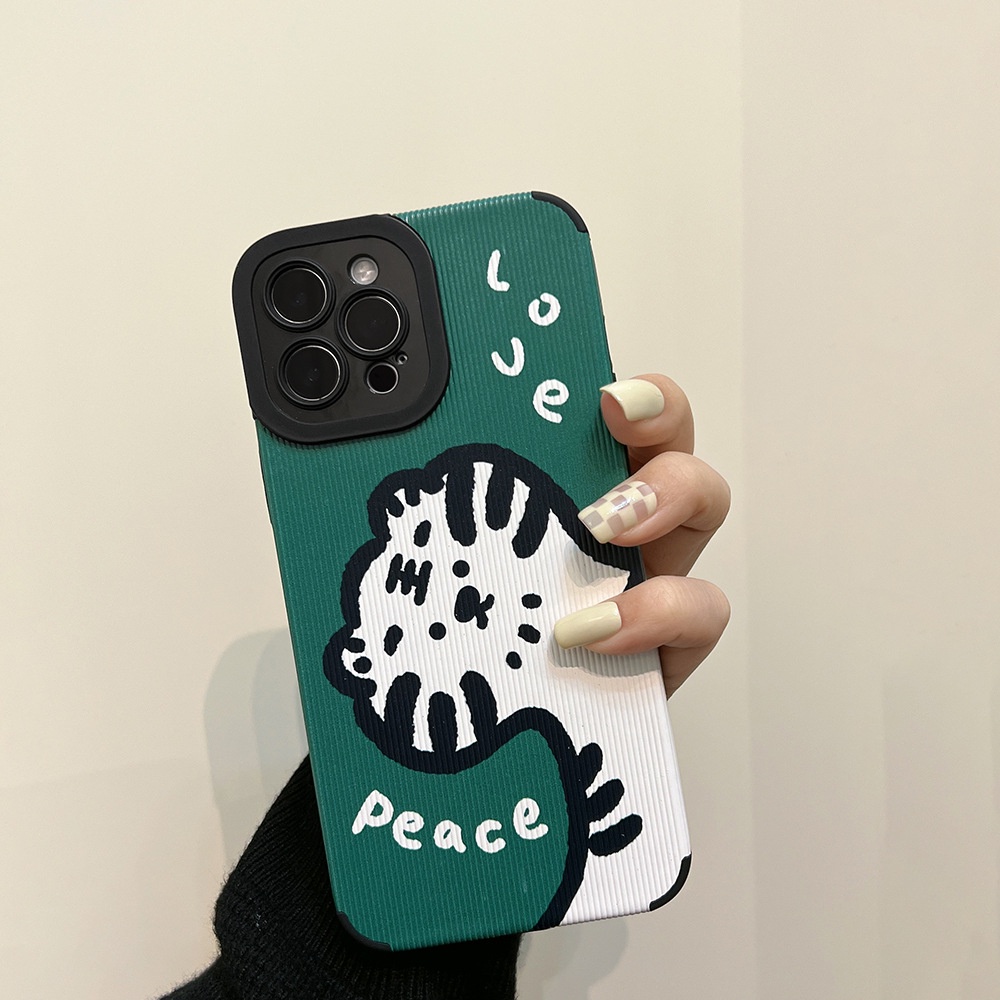 Case Bahan Kulit Motif Kartun Harimau Untuk Iphone 7 8 PLUS X XR XS 11 12 13 14 Mini PRO MAX SE 2020