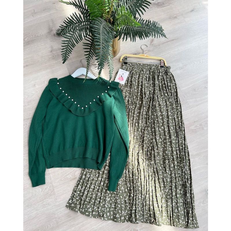 ❤️SIAP KIRIM❤️ Premium n Rok Import / Rok Bunga Bunga / Skirt Bunga Bunga / Kaos Rajut Premium / Kao