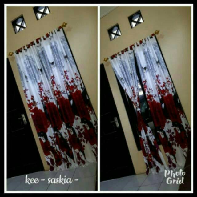 HORDENG/GORDEN MOTIF BUNGA MERAH PUTIH