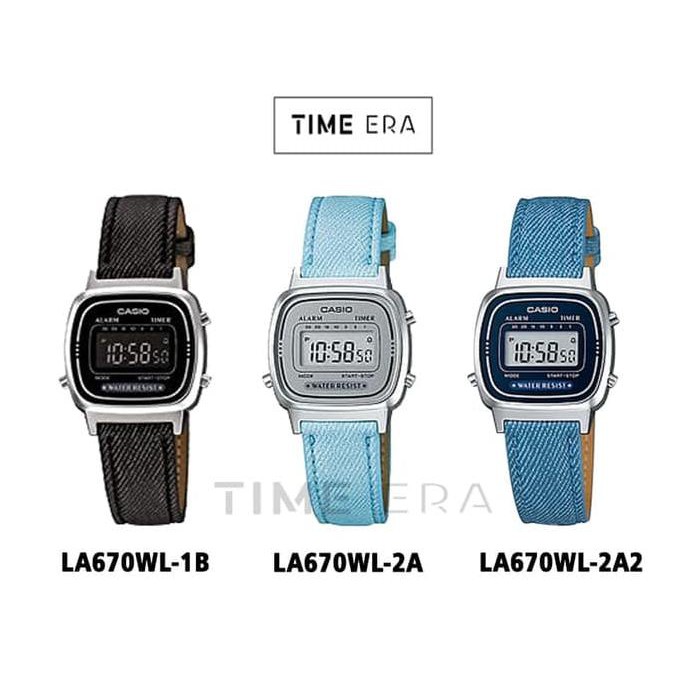 TERBARU CASIO ORIGINAL LA670WL / LA670WL 1B 2A 2A2 - WANITA - DIGITAL - KULIT - HITAM TERLARIS