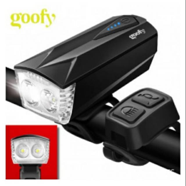 Goofy Lampu Sepeda LED USB Rechargeable Cree T6 300 Lumens dengan Klakson - DT-6105C - Black