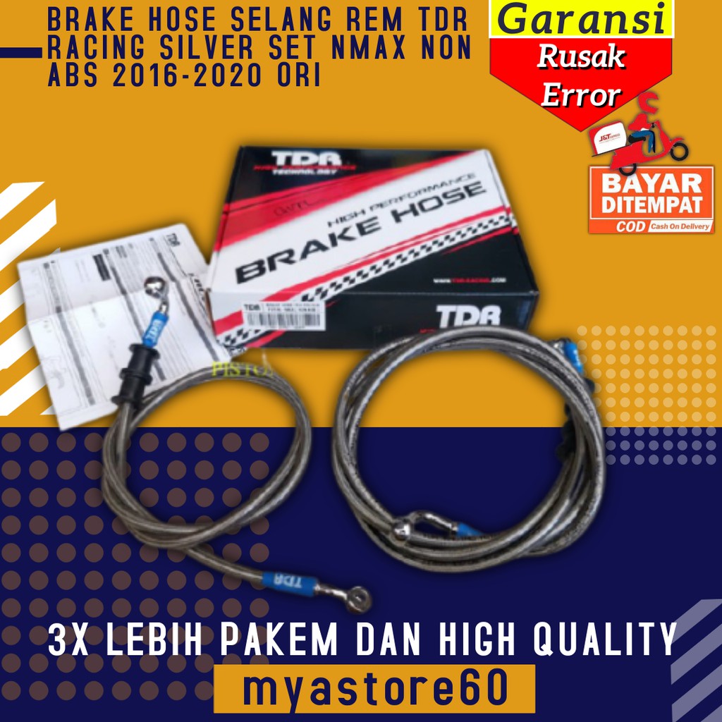 BRAKE HOSE SELANG REM TDR RACING SILVER SET AKSESORIS YAMAHA NMAX NON ABS 2016-2021 ORI