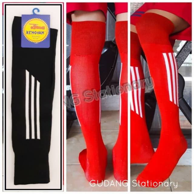 Kaos Kaki Futsal Dewasa Hitam Strip Putih