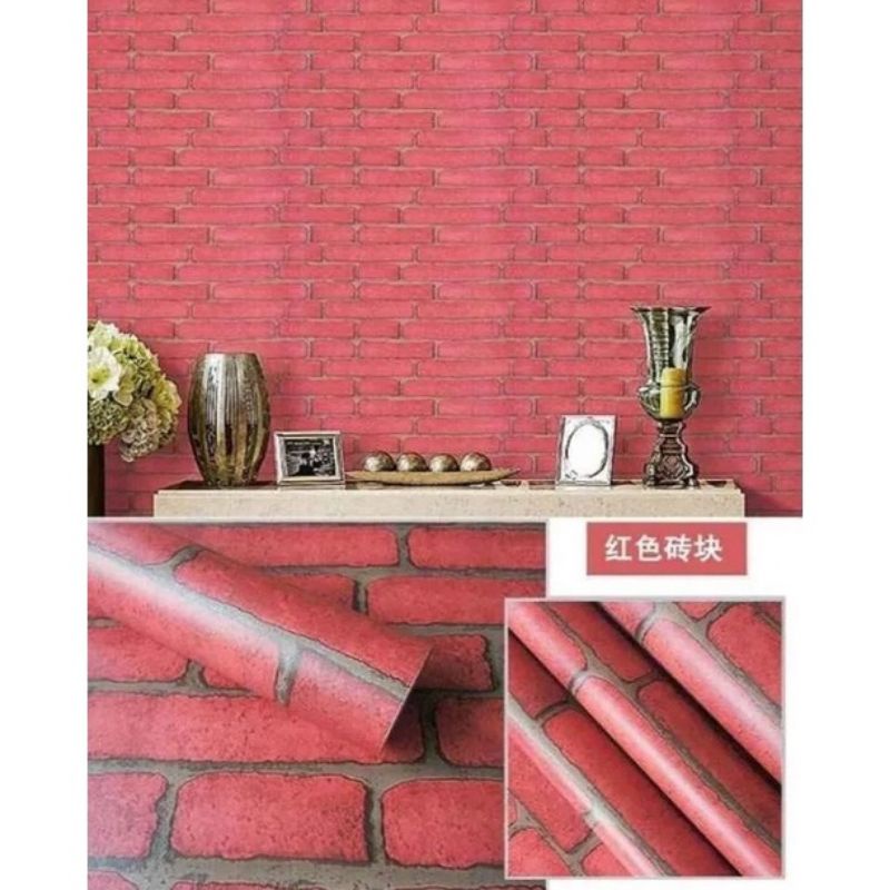 TERLARIS WALPAPER STIKER DINDING MOTIF BATA MERAH