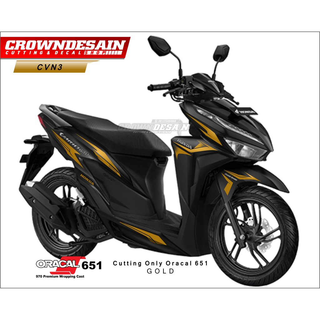 CUTTING STIKER VARIO NEW 125 150 - AKSESORIS MOTOR VARIO WARNA GOLD CROWN DESAIN