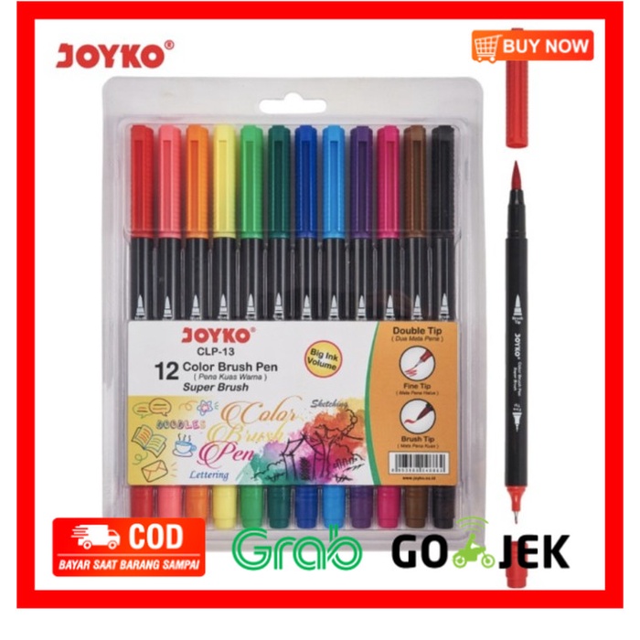 

(BISA COD) Color Brush Pen Pena Kuas Warna Joyko CLP-13 12 Warna Color