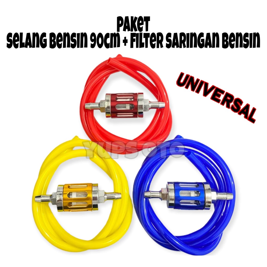 PAKET SELANG BENSIN 90CM PIPA BENSIN WARNA 90 CM + SARINGAN BENSIN FILTER BENSIN CNC UNIVERSAL COCOK UNTUK SEMUA JENIS MOTOR