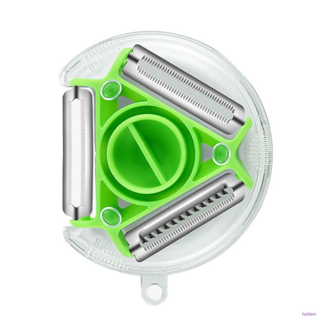 Fruit Peeler 3-in-1 Stainless Steel Vegetable Slicer Rotating Handle Kitchen Shredder, Green huiteni.id