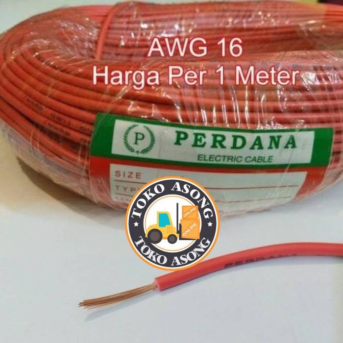 Kabel cable 1.5 merah perdana warna red setara kabel awg 16 merah merk perdana