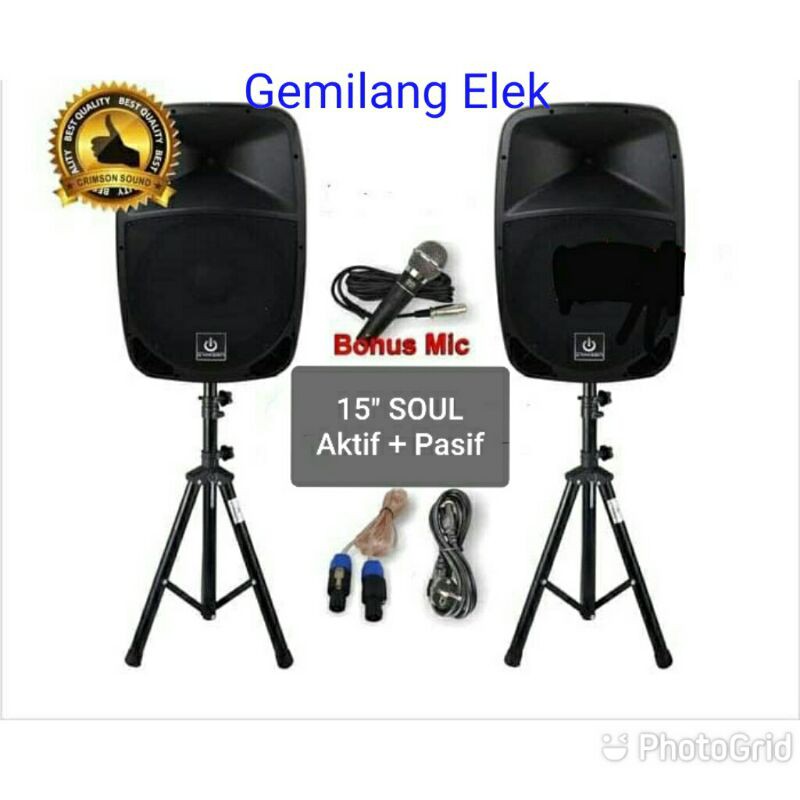 PAKET KOMPLIT SPEAKER  AKTIF CRIMSON SOUL 15 INCH BLUETOOTH