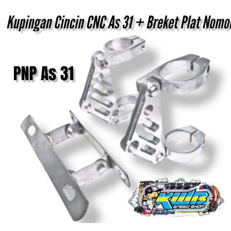 kupingan cnc set dudukan plat nomer pangkon breket lampu depan pesek cb gl tiger rx king vixion as 31 33 braket bracket cincin almunium cnc