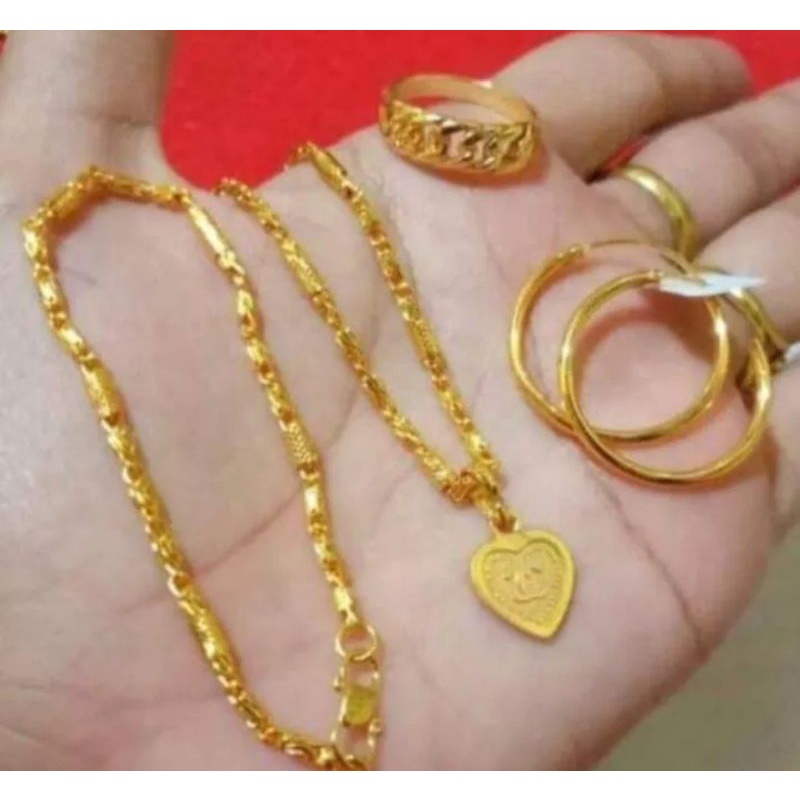 Set Perhiasan Model Bambu Free Anting Bulat Polos Gold Lapis Emas 24K Xuping Perhiasan Fashion Wanita Dewasa Anti Karat