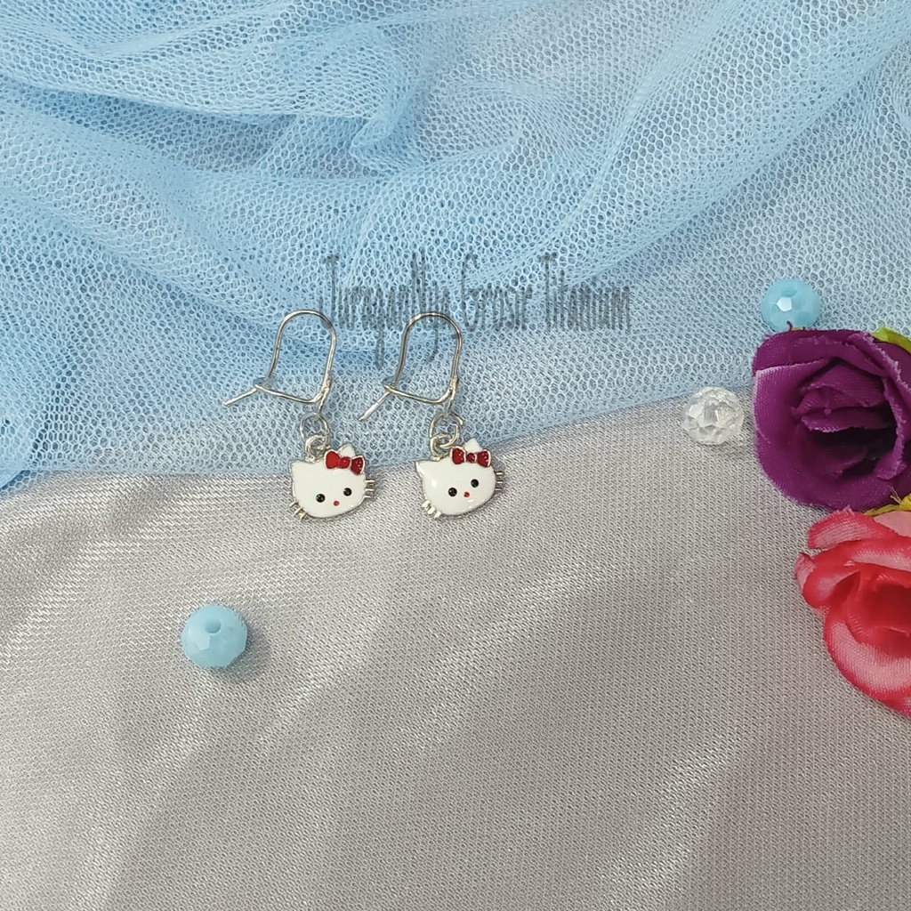 TITANIUM ANTING JURAI SILVER KARAKTER ANAK STYLE KOREA SUPER ELOK ANTIK ANTI KARAT&amp;ANTI LUNTUR