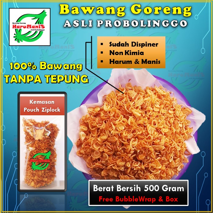 

Bawang Goreng Asli 500 Gram Tanpa Tepung Khas Probolinggo Kering Renyah Rendah Minyak Tanpa Pengawet