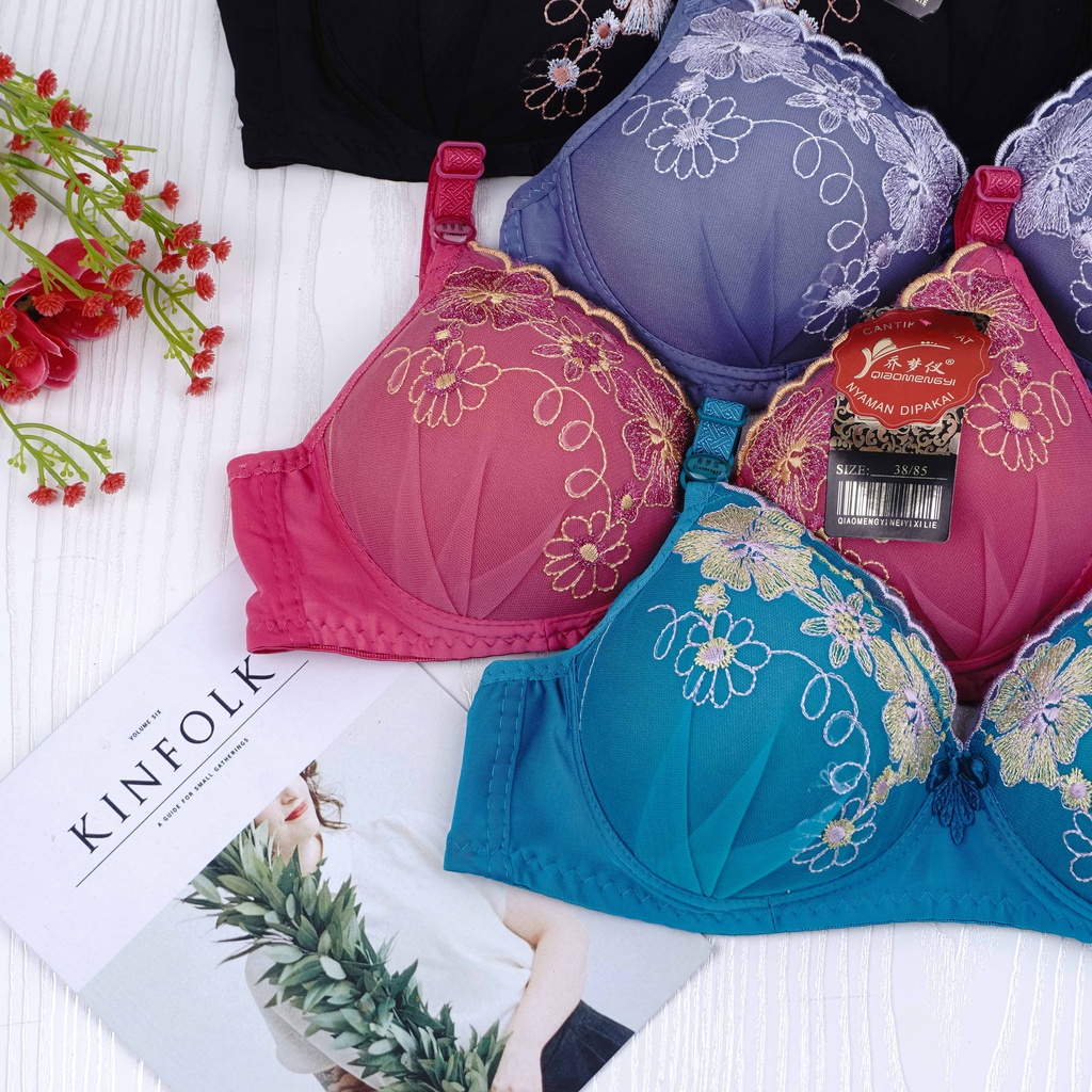 VS - BRA PUSH UP / BH WANITA TANPA KAWAT BUSA TEBAL KUALITAS PREMIUM MOTIF BUNGA QIAOMENGYI 2201