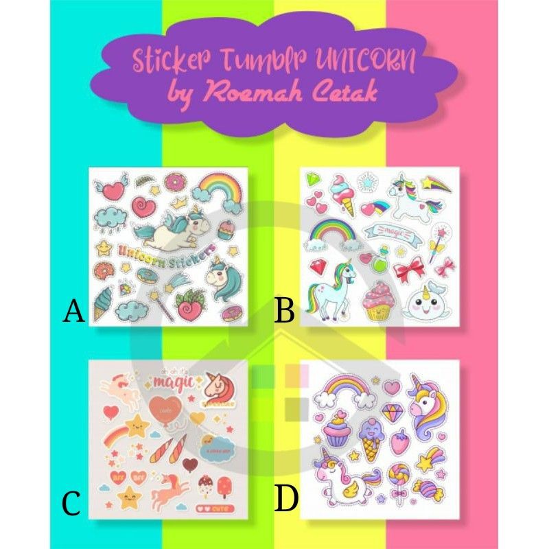 

( UNICORN EDITION) STICKER TUMBLR AESTHETIC STIKER LAPTOP STIKER CASE HP STICKER MINIMAL 4 PCS