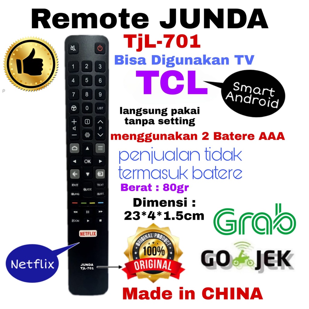 REMOTE MULTI UNIVERSAL JUNDA 701 COCOK DI TV LED TCL SMART TV ANDROID