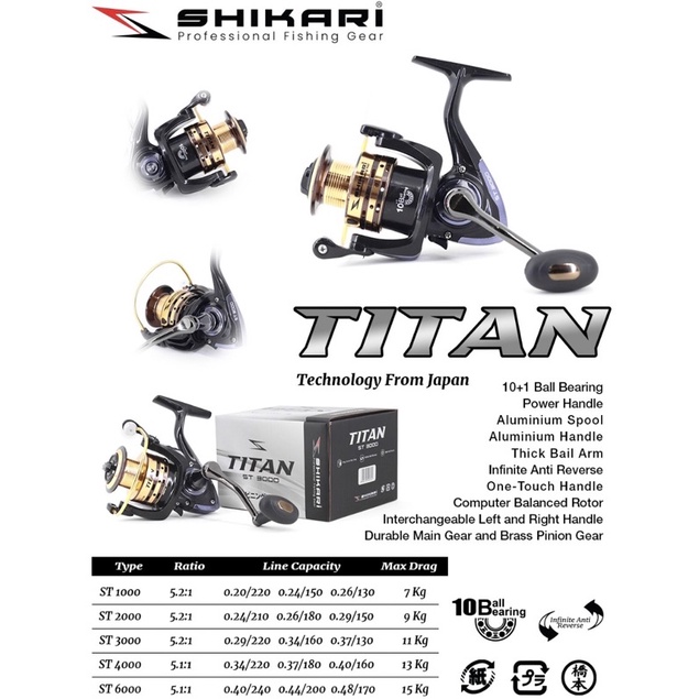 REEL SHIKARI TITAN POWER HANDLE 1000-6000 REEL PANCING