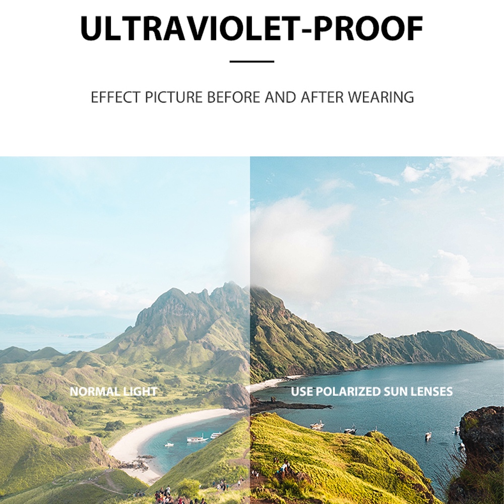 [Bisa Ganti Lensa] Kacamata Hitam Polarized Wanita Pria Cowok Besar Korea Gaya TR90 Frame Kaca Mata Hitam Anti Sinar Matahari UV400 Minus Viendo-7