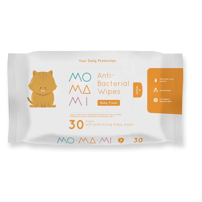 MOMAMI Anti Bacterial Wipes (Tersedia varian ukuran)