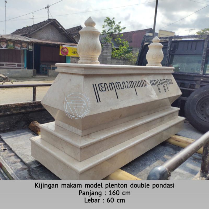 Kijing makam plenton double pondasi full batu marmer