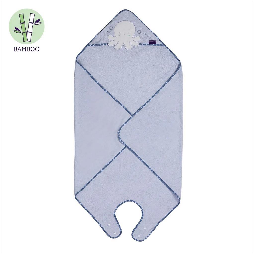 ClevaMama Bamboo Apron Towel Blue Octopus Handuk Mandi Bayi