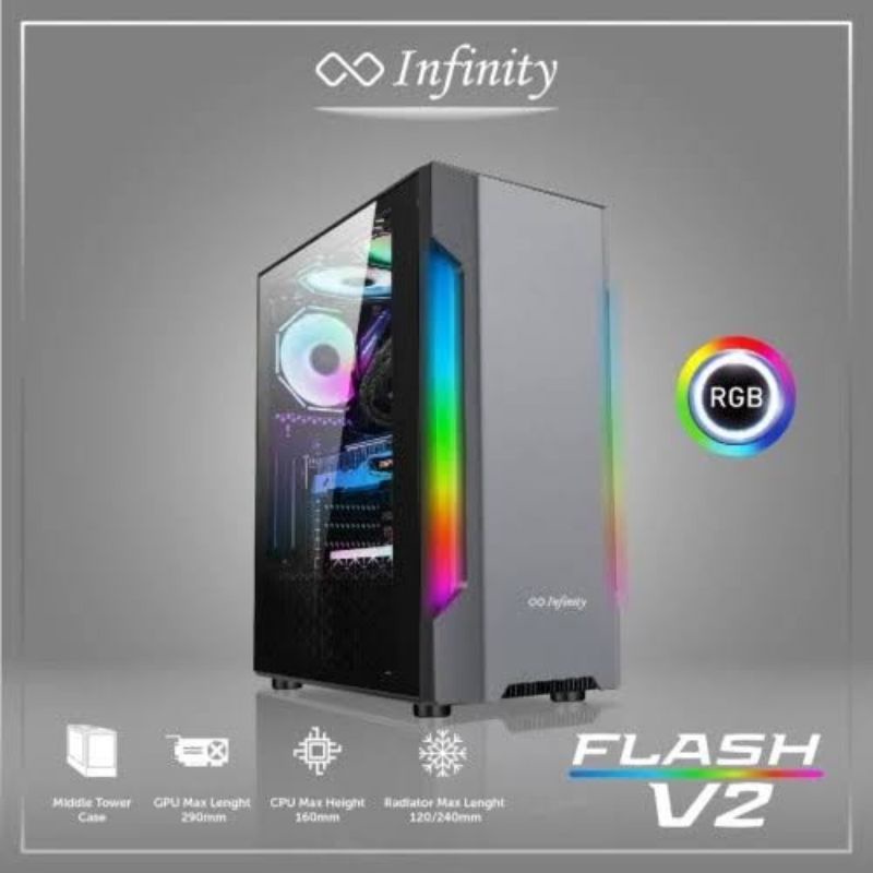 Casing PC Gaming Enlight FLASH V2 RGB Transparent Acrylic Front Panel