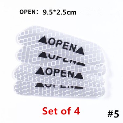 4pcs Stiker Reflektif Peringatan Open Reflektif Untuk Pintu Mobil Sepeda Diy