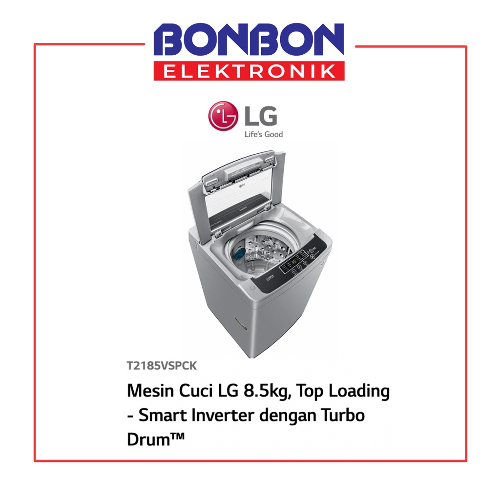 LG Mesin Cuci 1 Tabung 8.5KG T2185VSPCK / T 2185 VSPCK Smart Inverter