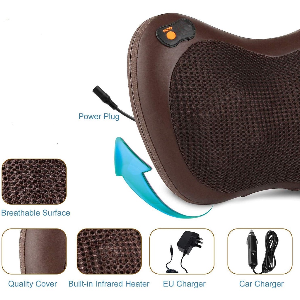 BANTAL PIJAT SHIATSU BANTAL KESEHATAN ALAT PIJAT BANTAL PIJAT PORTABLE MULTIFUNGSI MASSAGE TRAVEL PILLOW BR65