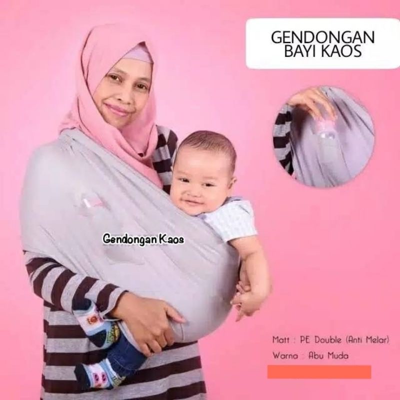 Bundara.id Ge-956 Size L Gendongan bayi anti ribet 2in1 Geos instant + kantong Gendongan kaos