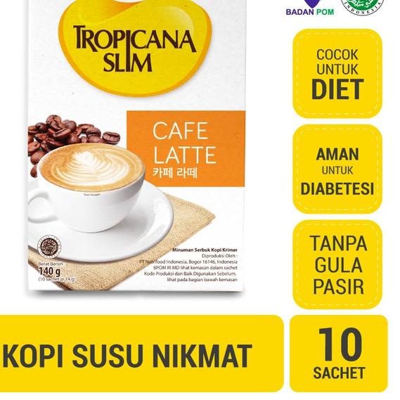 

ª Tropicana Slim Cafe Latte 10 Sachet 14gr - Kopi Susu Nikmat Tanpa Gula Pasir ,..